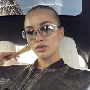 Miu Miu Silver Rimless Shield Sunglasses